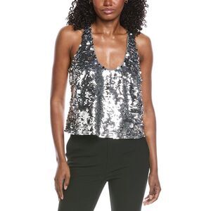 Walter Baker Womens  Destiny Sequin Top, Silver